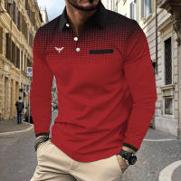 Camisa Polo Deportiva De Manga Larga Para Hombre Con Estampado 3D Primavera Otoño Casual Business Golf Falso Bolsillo Costura - details 4