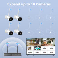 Hiseeu 10CH NVR 3MP Sistema de Seguridad WiFi Kit, con 4 Cámaras, Detección de Humanos, Visión Nocturna IR, Audio Bidireccional, Impermeable IP66, Compatible con Alexa, Sin HDD - details 8