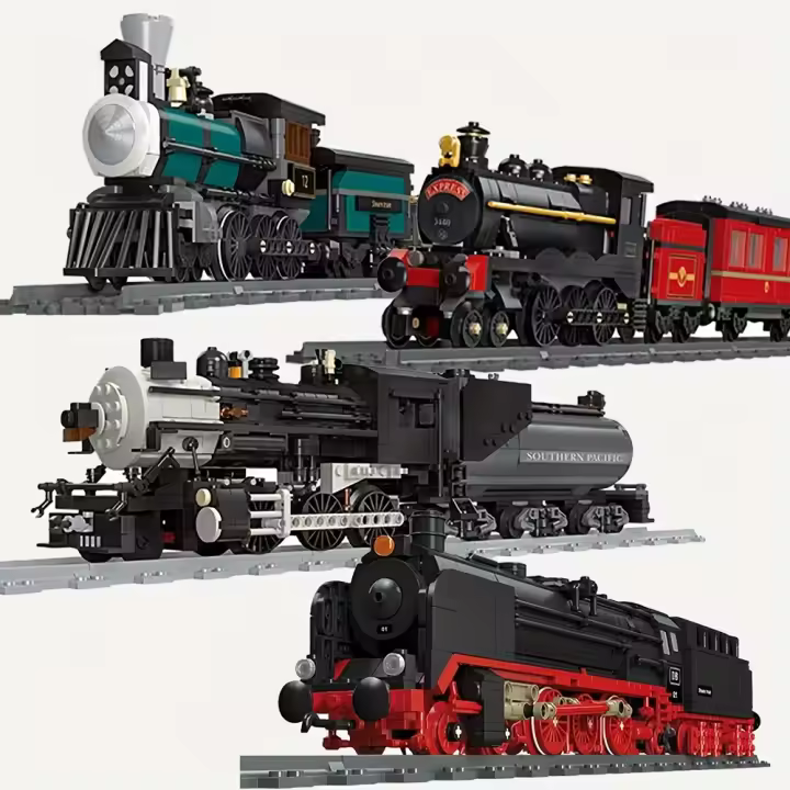 Bloques De Construcción Creativos De Tren De Vapor Serie Para Niños Modelo DIY Ideal Para Regalo Navideño De Ciudad - 1
