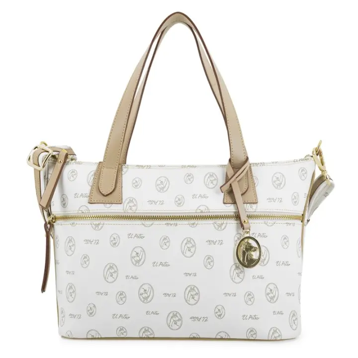 EL POTRO: BOLSO CESTA MUJER EN LONA Y PIEL VACUNO 2240-VINTAGE-BLANCO El Potro - 1