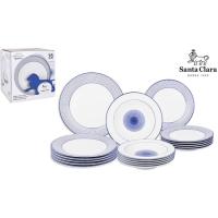 MAXHOME-Vajilla completa de 18 piezas redondas fabricada en porcelana decorada en color azul, Diana santa clara - details 1
