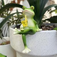1/3pcs Pequeños Decoraciones De Rana Creativa Para Borde De Maceta Figuras De Rana Sentada Acostada Y Stando Para Jardín Y Decoración Del Hogar - details 1