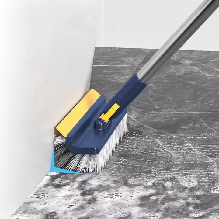 Cepillo De Limpieza Con Cerda Dura Y Mango Largo Para Limpieza De Rincón De Piso Patio Baño Material Plástico - 1
