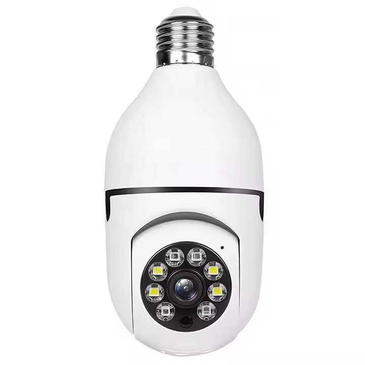 Cámara De Vigilancia WiFi E27 8MP Lámpara De Surveillance Con Zoom Digital 4X Visión Nocturna En Color Detección De Humanos AI Para El Hogar Inteligente - 1