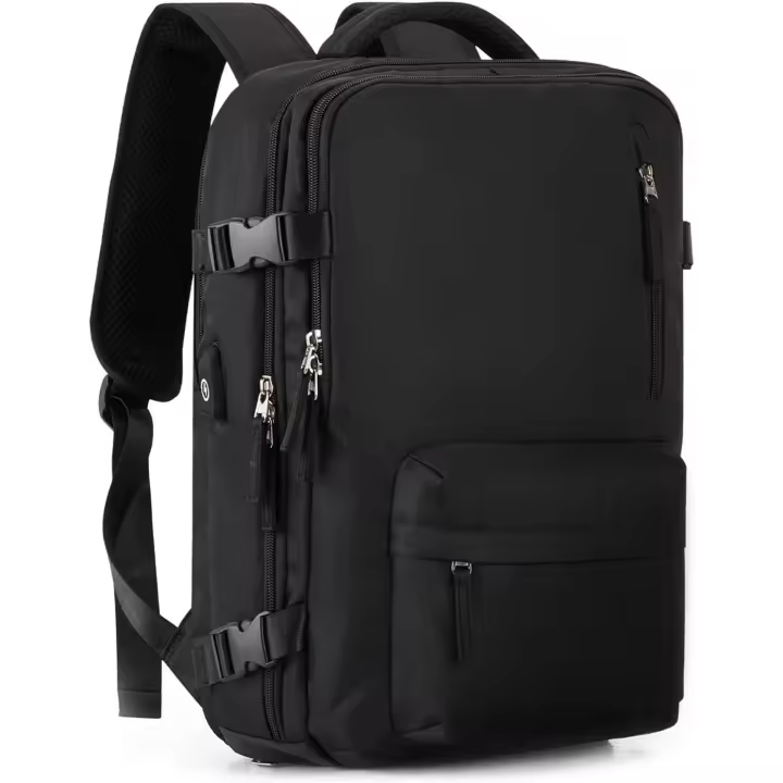 Bolsosymochilasparamujer Mochila escolar, impermeable, transpirable, con compartimento para portátil, artículos personales homologados para volar, noir - 1