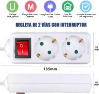Regleta Alargador con 2 3 4 5 y 6 Enchufes e Interruptor, Cable 1.5M 3M Y 5M para el hogar, Oficina y Viajes, 16A, 250V, 3680W, Blanco - details 4