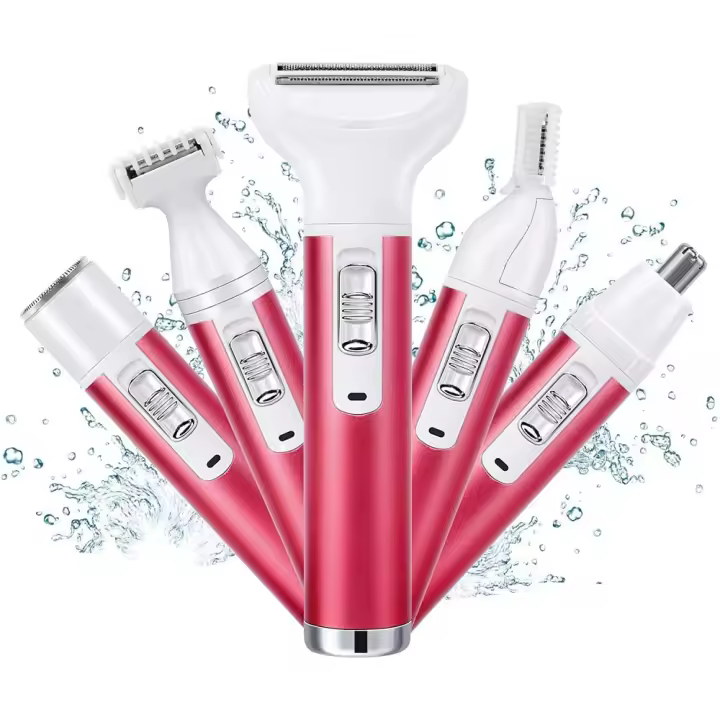 Afeitadora eléctrica para mujeres, afeitadora eléctrica 5 en 1 para mujeres, afeitadora íntima indolora para mujeres, recortadora de vello para rostro, nariz, axilas, zona íntima, línea del bikini, carga USB - 1