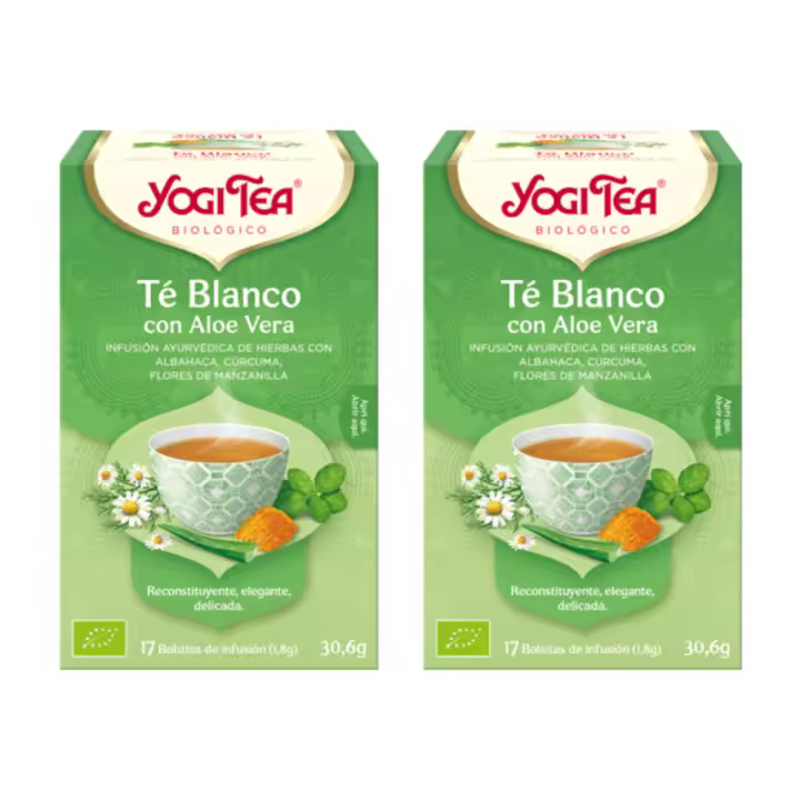 Té Blanco con Aloe Vera  Packs 2   El beso  17 bolsitas de infusión  YogiTea - 1