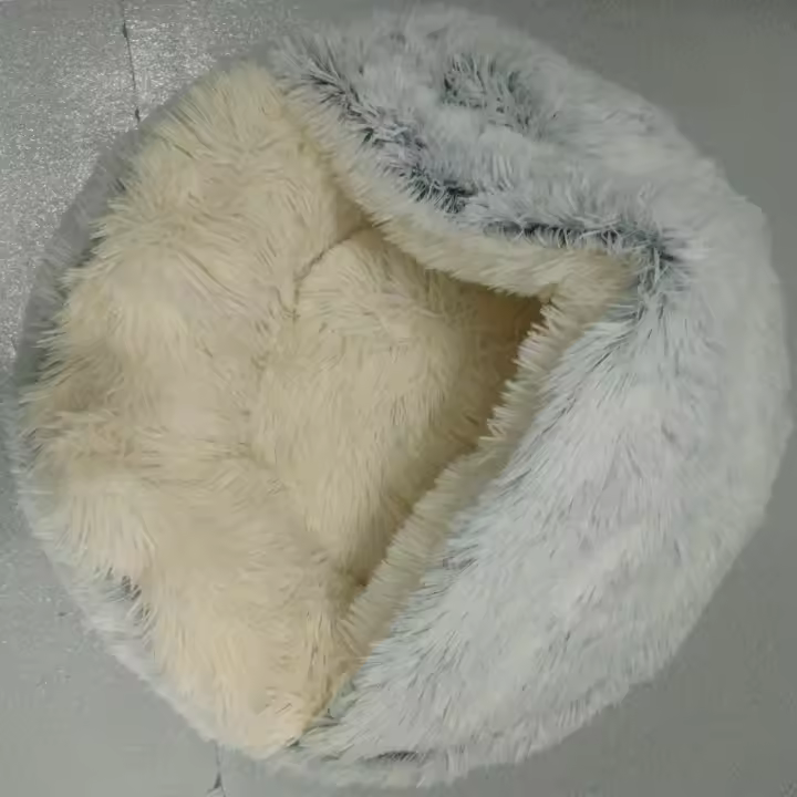Shell Shaped Semi-enclosed Cat Nest, Thickened Plush Cat Cave Nest, Comfortable Soft Cat Sleeping Bed With Non-slip Waterproof Bottom Pet Supplies - 1
