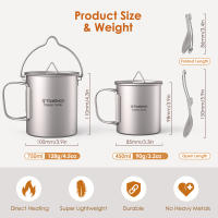Juego De Cocina Ultraligero De Titanio Tomshoo 3 PCS Con Olla De 750ml Taza De Agua De 450ml Y Cuchara Plegable Para Camping Y Excursiones Al Aire Libre - details 4