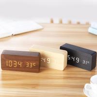 Reloj De Alarma Digital Con Pantalla LED Y Temperatura Reloj De Mesa De Madera Para Dormitorio Oficina Viaje Decoración - details 9