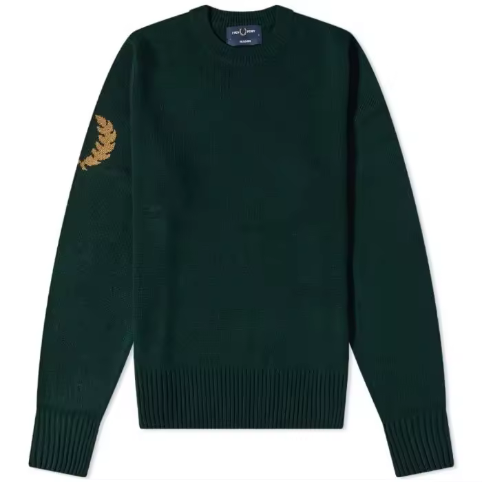 Fred Perry Reissues Laurel Wreath Crew Sweat Tartan Green - 1