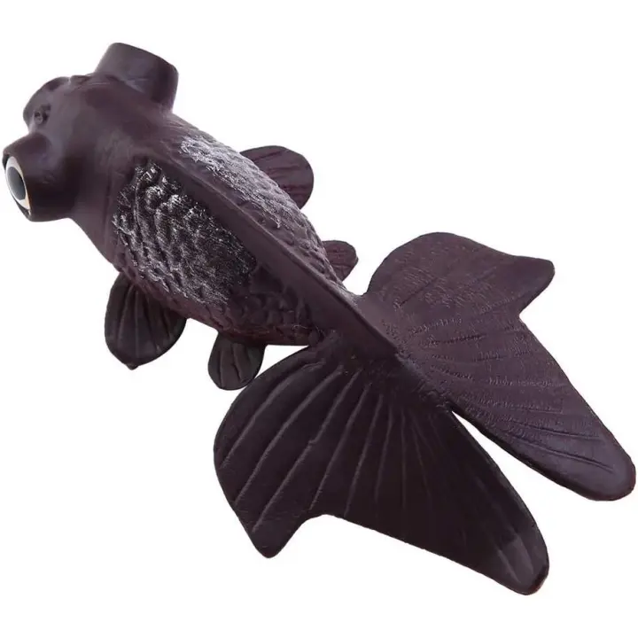 Pecera de plástico para acuario, pez dorado para nadar, pez Betta, pez pequeño de silicona artificial divertido, pez falso realista (pez dorado marrón) - 1