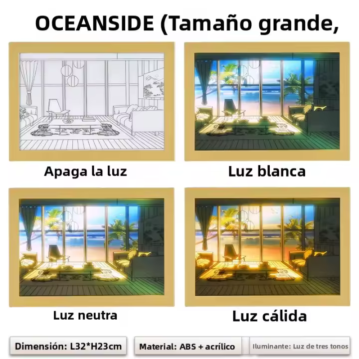 Lámpara De Noche LED Para Decoración Del Hogar Con Dibujo De Pintura Interior Luz Solar De Ventana Madera Artwork Dimmable Table Lamp - 1