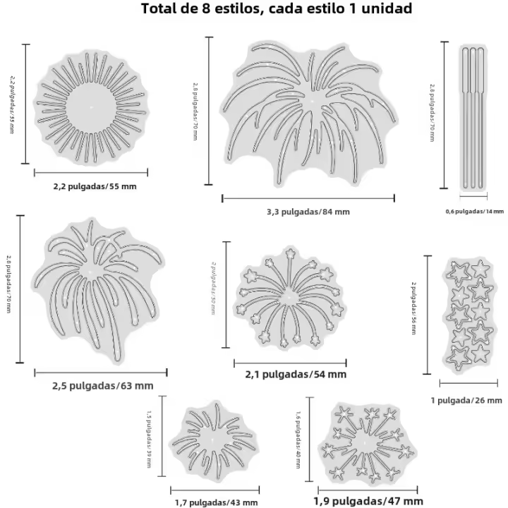 8Pcs Corte De Fuegos Artificiales Para Tarjetas De Celebración Scrapbooking Año Nuevo Cumpleaños Navidad DIY Tamaño 4.3x6.3 Pulgadas - 1