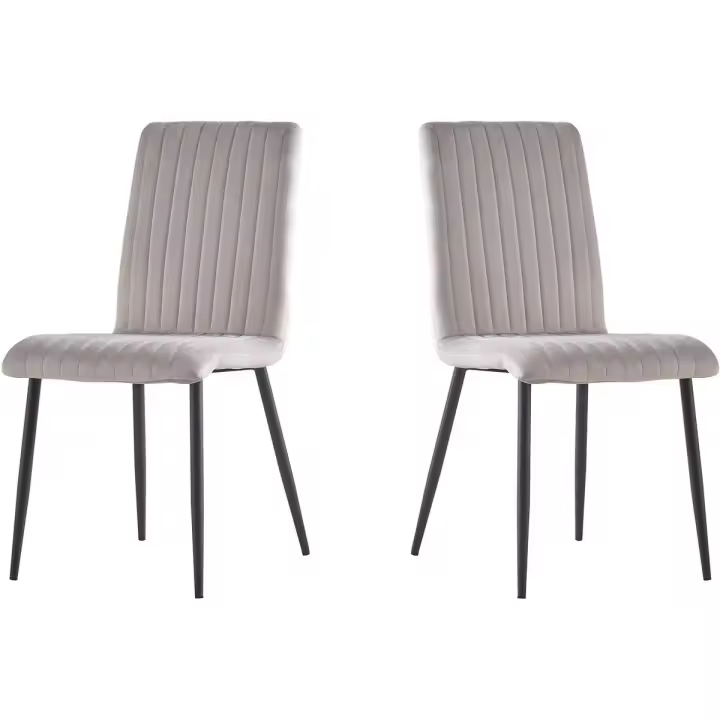 Juego de 2 sillas de terciopelo "Henley" - Gris claro - 1