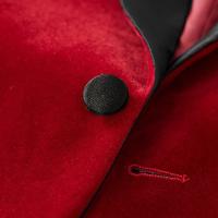 Chaqueta De Tuxedo Roja De Veludo Para Hombre Chaqueta De Noche Con Cuello En Pico Y Un Botón Para Bodas Y Fiestas Traje De Novio Estilo Formal - details 5