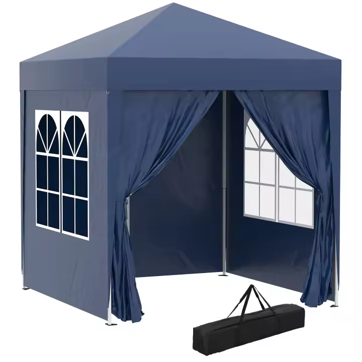 Outsunny Carpa Plegable 2x2 m Cenador de Jardín con 4 Paredes Laterales Tela Oxford 2 Puertas 2 Ventanas y Bolsa de Transporte para Exterior Terraza Camping Fiestas - 1
