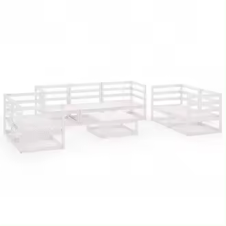 VIDAXL juego de salón de jardín de 8 piezas hecho de madera maciza de pino en color blanco vida xl - 1