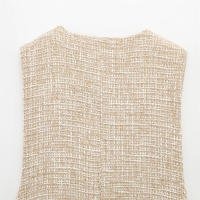 Conjunto De Vestido Y Shorts Asimétricos Para Mujer UNIZERA2025 Tweed Sin Mangas Cierre De Botones Con Cinturón Estilo Oficina Lady Verano - details 10