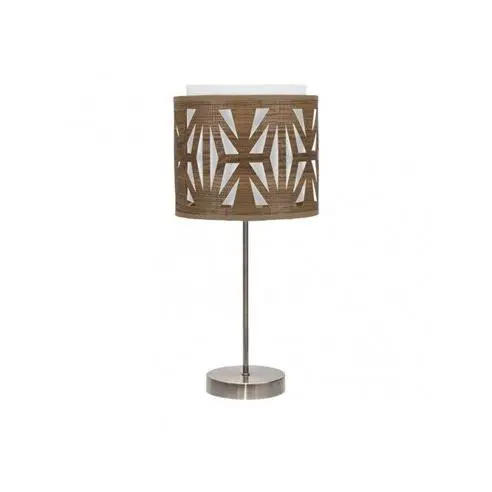 FABRILAMP Lámpara de Mesa Sobremesa Katerina 1xe14 Cuero/Madera Oscura 42x17x17 Cm - Elegante Diseño - 1