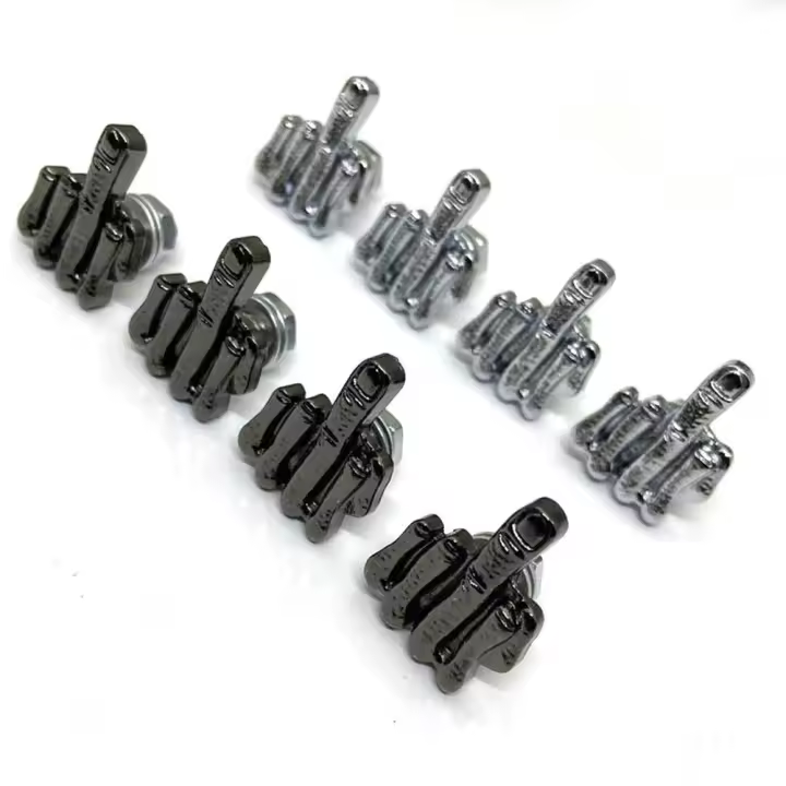 4Pcs Tornillos Y Cubiertas Para Placa De Matrícula Diseño 3D Dedo Del Medio Kit De Repuesto Para Marco De Placa De Coche Y Motocicleta Material De Aleación De Zinc Brillante - 1