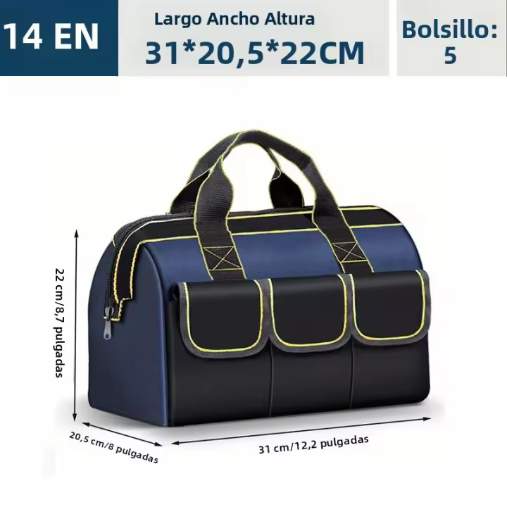 Bolsa De Herramientas Multifuncional 13-23 Pulgadas Capacidad Grande Impermeable Y Resistente Al Desgaste Con Múltiples Bolsillos Para Electricista - 1