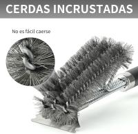 Cepillo de barbacoa de acero inoxidable, cepillo de barbacoa 3 en 1 con rasqueta, cepillo de limpieza con mango aislante de PP de 44 cm, adecuado para parrillas de gas y parrillas de carbón. - details 5