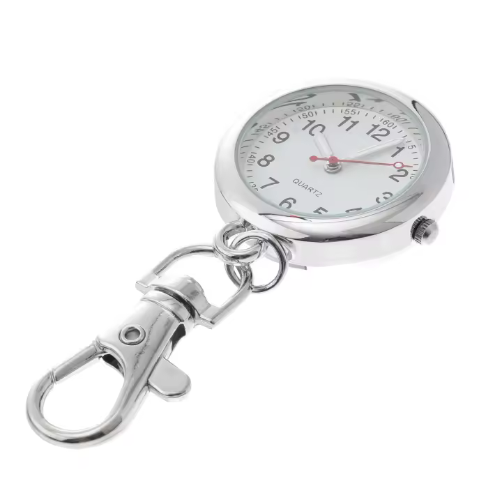 Lanyard De Enfermera Con Cierre De Mochila Material De Acero Inoxidable Llavero Para Mujeres Colgante De Reloj Cuadrilátero - 1