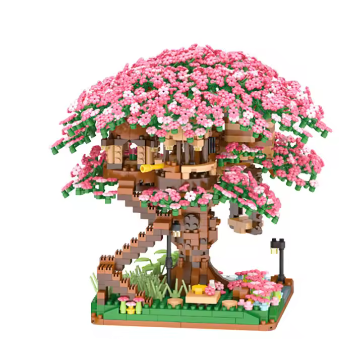 Construye Tu Propio Casa De Árbol Con Bloques De Construcción DIY Set De Constructores Ciudad Micro Callejón De Cerezo Juguete Montessori MOC Para Niños Regalos - 1
