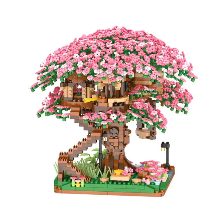 Construye Tu Propio Casa De Árbol Con Bloques De Construcción DIY Set De Constructores Ciudad Micro Callejón De Cerezo Juguete Montessori MOC Para Niños Regalos - 1