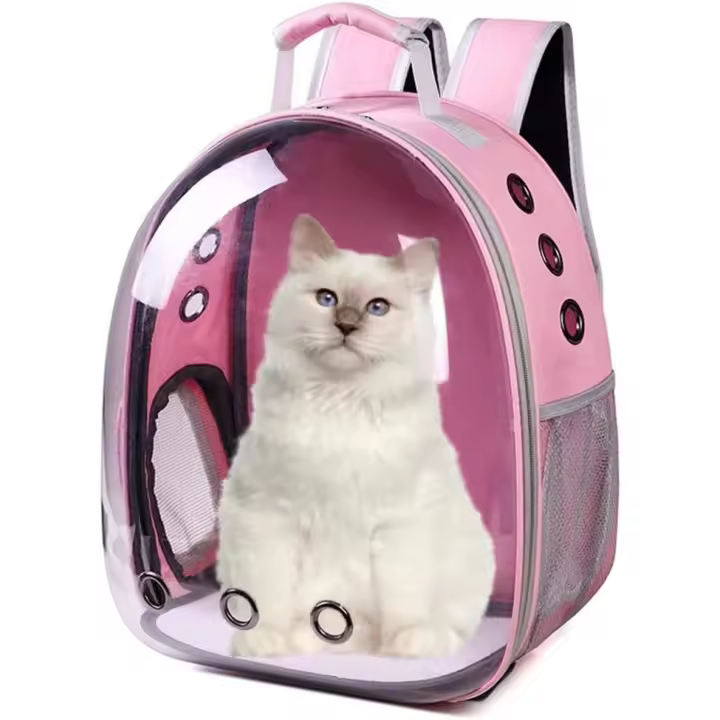 Cat Backpack Carriers,Pet Bubble Backpack,Breathable Pet Capsule Knapsack Airline Approved Small Space (Pink) - 1