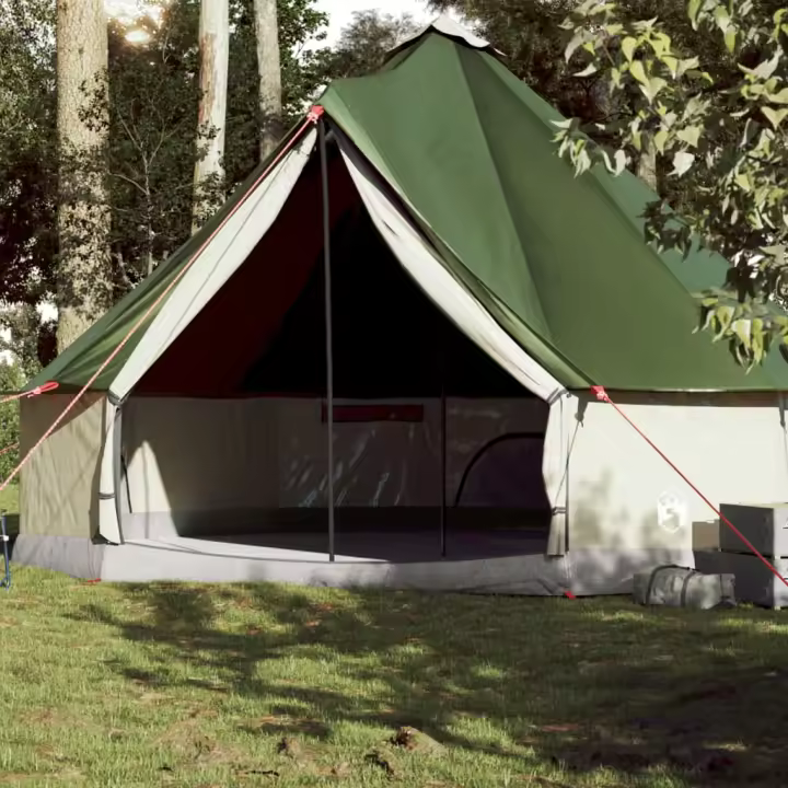 vidaXL Tienda de campaña familiar tipi 10 personas impermeable verde - 1