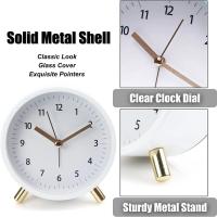 Reloj Despertador Analógico, Súper Silencioso sin Tictac with Luz Nocturna, Funciona con Barería, Reloj de Metal Redondo de Moda para Oficina, Dormitorio, Ancianos, Adultos, Niños - details 2