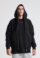 Chaqueta Harajuku Para Hombres Con Capucha Y Cierre De Cremallera Sudadera De Manga Larga Oversize Negro Estilo Retro - details 4