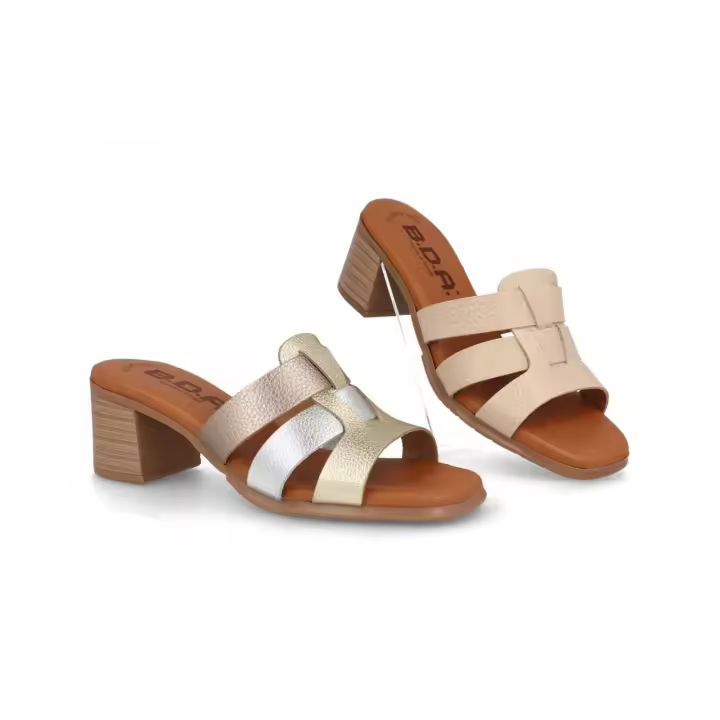 3454 - BDA SANDALIAS DE TACÓN   COLORES : MULTIMETAL , BEIGE  TALLAS : 35 AL 41  CORTE EXTERIOR : PIEL  FORRO INTERIOR : PIEL  PLANTILLA : PIEL / GEL    ALTURA TACÓN / CUÑA : 5,5 CM.  PISO : SINTÉTICO - 1