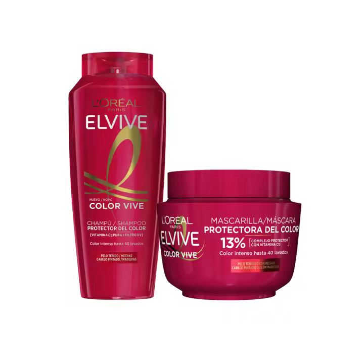 L'Oréal Paris | Rutina Elvive Color Vive Recarga Ecopack de Champú, Mascarilla, Champú, Acondicionador o Aceite Protector Para Pelo Teñido - 1