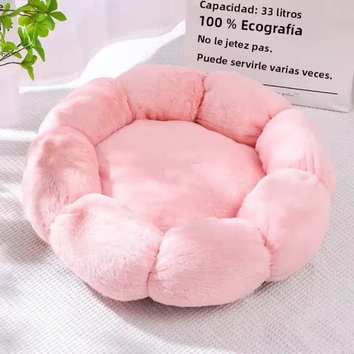 Alfombra De Mascota Suave Para Gato Y Perro Pequeño Sofá De Dormir Con Forma De Flor Cálido En Invierno Nido Elástico Para Mascota - 1