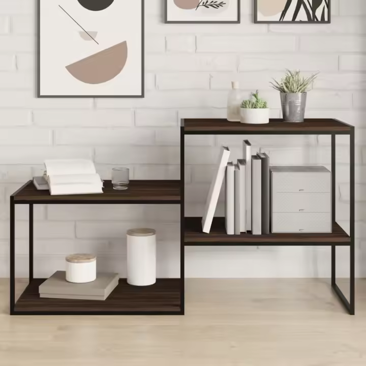 Estantes pared 4 uds madera ingeniería marrón roble 60x40x1,5cm - 1