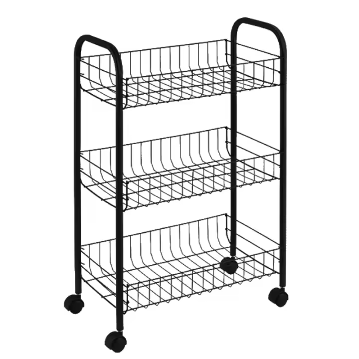 LILI HOME 🛒 Carro Metálico con Ruedas - 3 Estantes (38 × 26 × 62 cm) - Se arma rápidamente sin necesidad de herramientas complejas. Su diseño funcional, compacto y elegante lo convierte en una solución ideal para cocina, baño, oficina o dormitorio. - 1