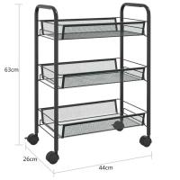 MEJORADA Carrito Metálico Multiusos de 3 Niveles con Ruedas Bloqueables, Estantes Versátil con Cestas de Malla - Perfecto para Cocina, Baño, Almacenamiento de Oficina - details 0