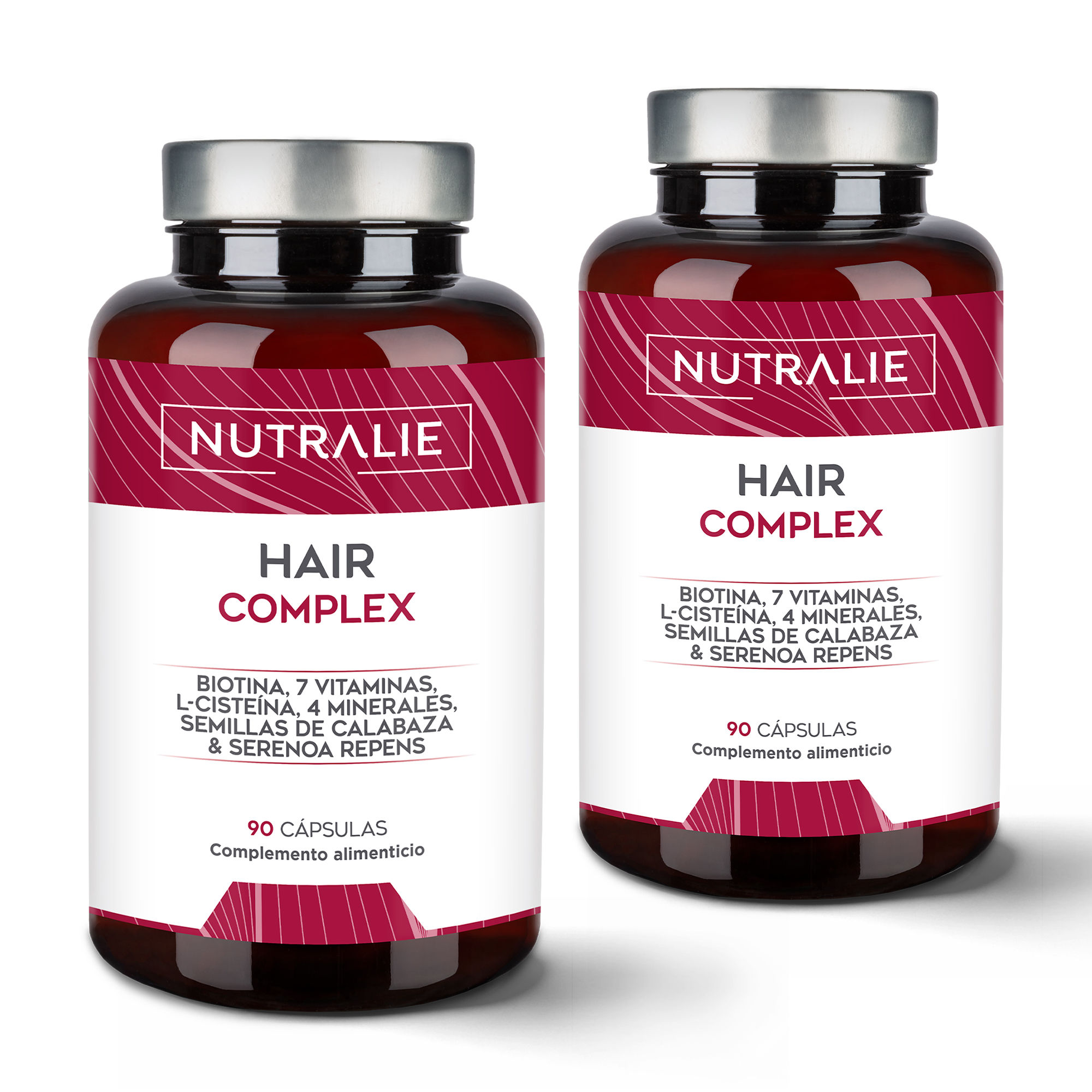 Hair Complex (x2) - Vitaminas para el Cabello Biotina + Zinc + Selenio -  [PREMIO 2022] Pelo Mujer Hombre - Hair Complex con L-Cisteina - 90 Cápsulas Vegetarianas Nutralie