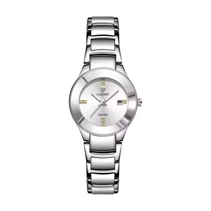 Reloj De Cuarzo Para Hombres Y Mujeres Resistente Al Agua Con Fecha Reloj De Pulsera De Acero Inoxidable Dorado Estilo Casual - 1