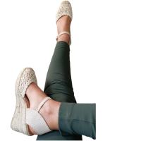 Sandalia de Mujer Cuña, Alpargata Yute Esparto, Plataforma baja, Rosa, beige, Primavera Verano 2023, Punta Redonda - details 4