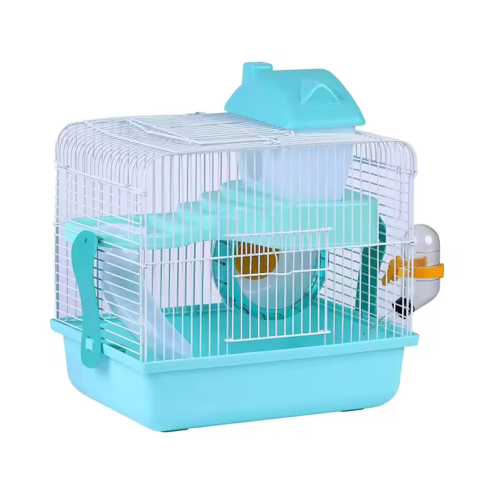 COTTECOTA-Jaula para Hámster Roborowski Jaula para Hámster 30.1*22.2*28.9cm Varios Colores a Escoger Jaula Azul Hámster Pequeña Bebedero Comedero Jaulas para roedores Chalé para Hámster Casa Hamster Accesorios Incluidos - 1