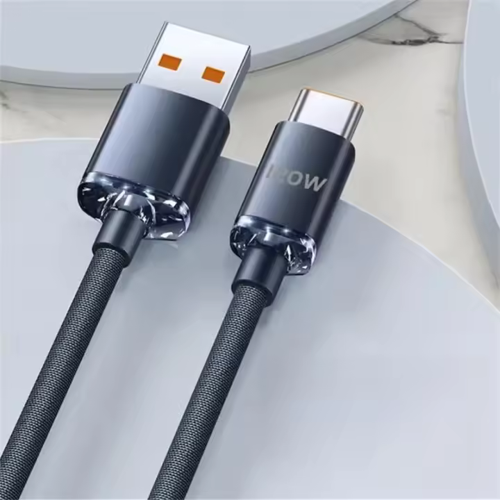 Cable De Carga Rápida USB a Tipo C 120W 6A Para Xiaomi Samsung S23 S22 Huawei P40 Acero Inoxidable Con Longitud Estándar - 1
