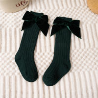 Calcetines Largos Para Bebés Niñas Con Lazo Grande Algodón Suave Para Otoño Invierno Diseño Navideño Juguetón Para Niños De 0 a 8 Años - details 6