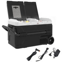HOMCOM Nevera Compresor Portátil 40L con Doble Zona Refrigerador de Coche -20℃-20℃ 12 / 24V DC y 100-240V AC Nevera Eléctrica con Luz LED y Asa Telescópica para Caravanas Viajes 80x47,5x46,6 cm Negro - details 0