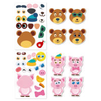12 Hojas De Pegatinas 'Make a Face' Para Niños DIY Educativo Juguete De Reconocimiento Y Formación Animal - details 5