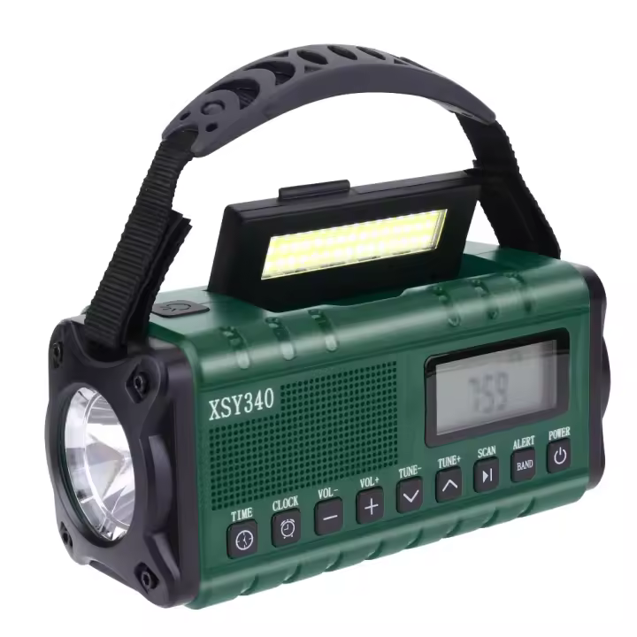 Radio De Emergencia Portátil Con Solar Y Manivela De Manivela 10000mAh Con LED Y Cargador USB Luz De Mano Recargable Para Clima NOAA AM FM - 1